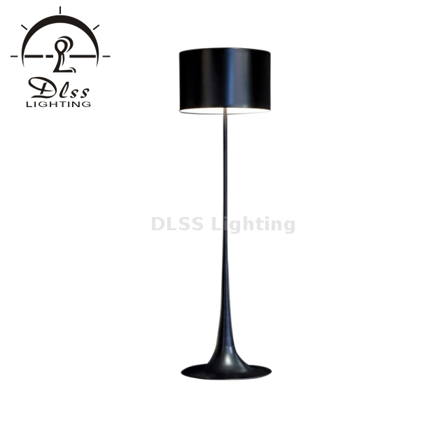 مصباح أرضي أسود - مصباح عمود طويل لغرفة المعيشة أو غرفة النوم - مصباح قائم حديث مع أسطوانة