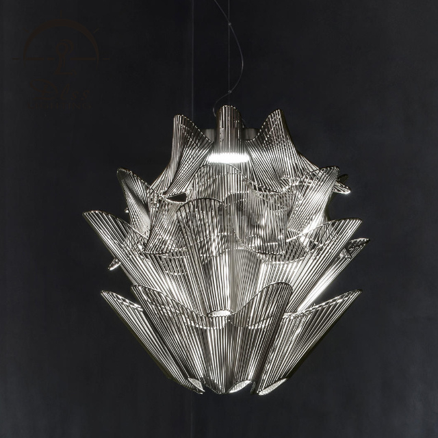 مصباح قلادة فضية سلك قفص معدني LED 12W إضاءة دافئة بيضاء مصمم