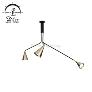 مستودع أسود + ذهبي 3-Light مجردة وثريا متفرعة معدنية