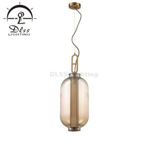 متجر بيع بالتجزئة زجاج طويل العنبر ، دخاني مع E27 Hanging Pendant Lamp 10082