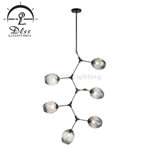 Light Collection ثريا عمودية من الزجاج المدخن باللون الأسود